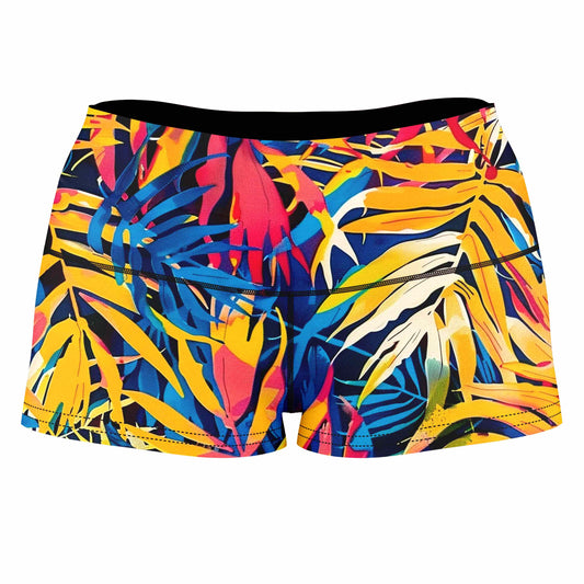 Jungle Folio High-Waisted Women's Shorts, iEDM, | iEDM