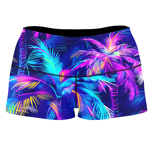Midnight Paradise High-Waisted Women's Shorts, iEDM, | iEDM