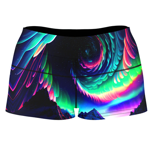 Northern Lights II High-Waisted Women's Shorts, iEDM, | iEDM