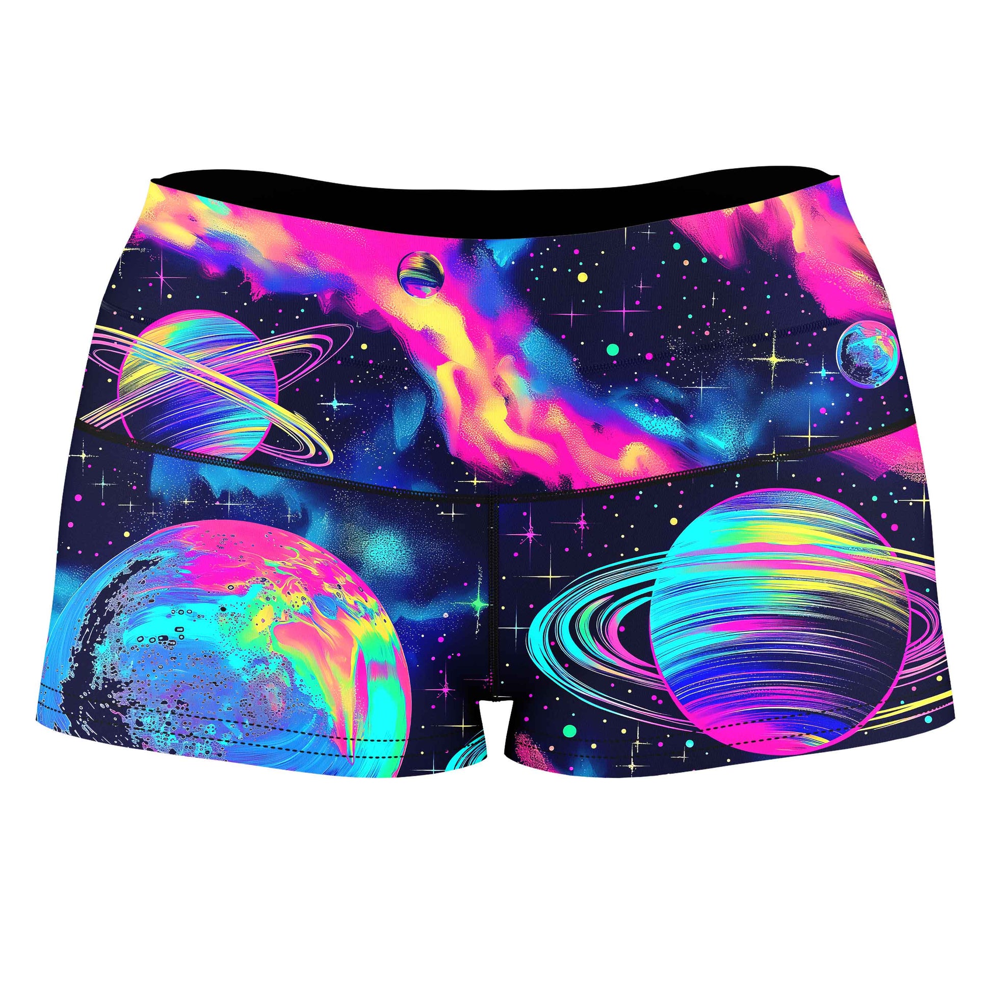 Planetary Hive Mind High-Waisted Women's Shorts, iEDM, | iEDM