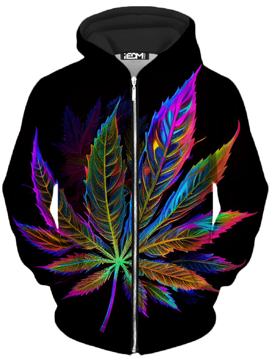 Blacklight Weed Unisex Zip-Up Hoodie, iEDM, | iEDM