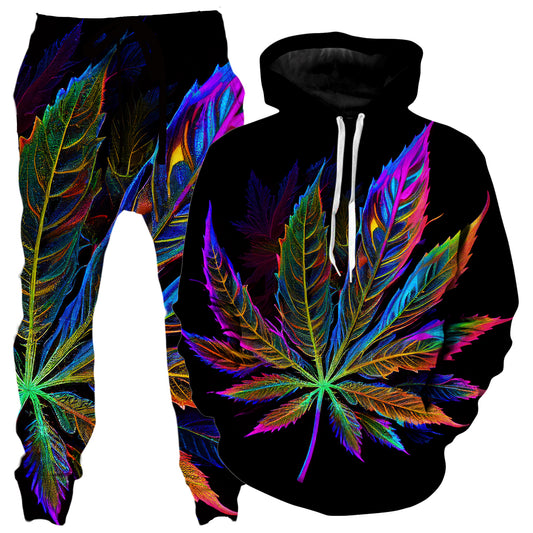Blacklight Weed Hoodie and Joggers Combo, iEDM, | iEDM