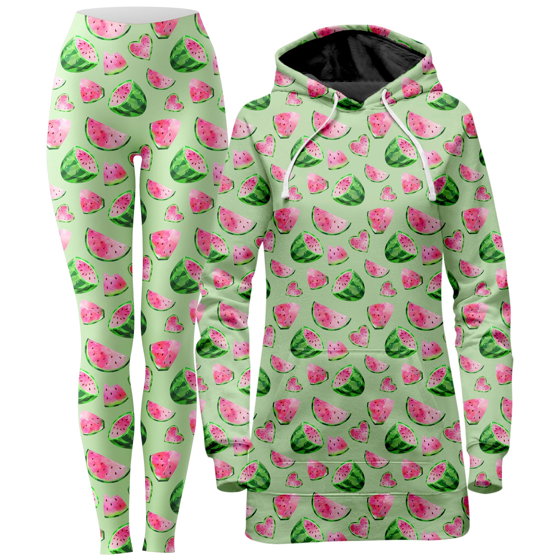 Watermelon Pattern Hoodie Dress and Leggings Combo, iEDM, | iEDM