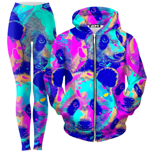 Panda Melt Zip-Up Hoodie and Leggings Combo, iEDM, | iEDM