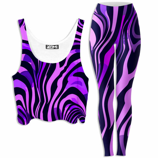 Noir Stripes Crop Top and Leggings Combo, iEDM, | iEDM