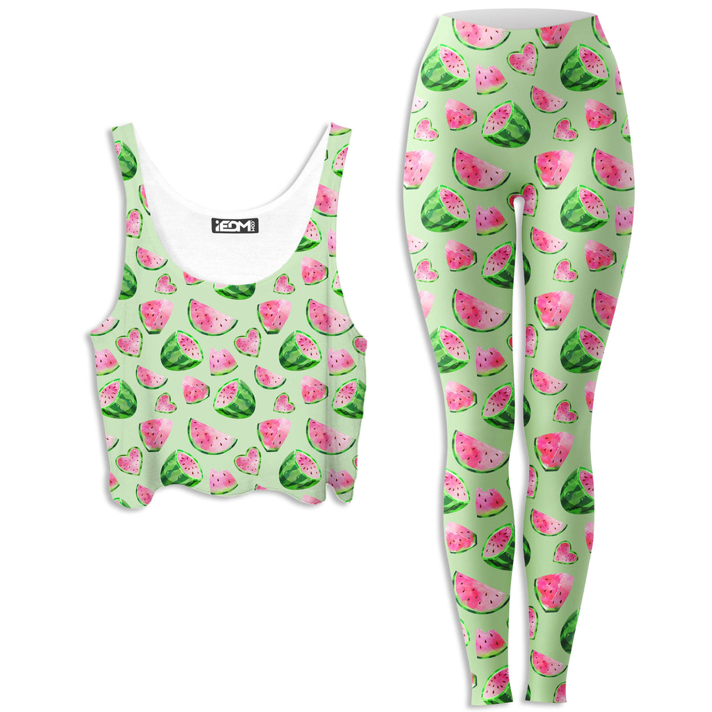 Watermelon Pattern Crop Top and Leggings Combo, iEDM, | iEDM
