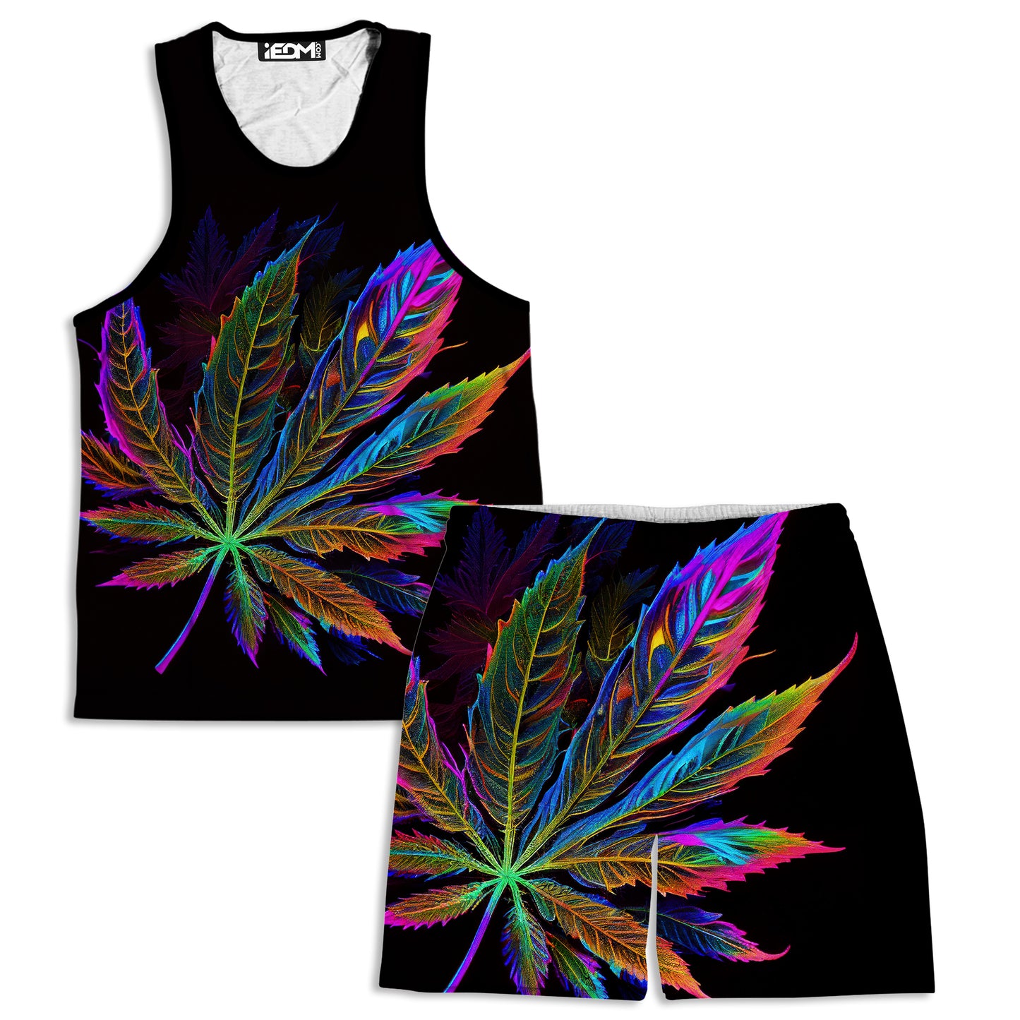 Blacklight Weed Men's Tank and Shorts Combo, iEDM, | iEDM