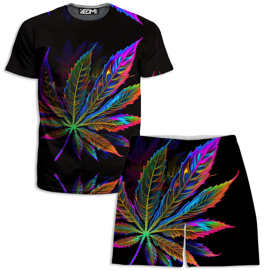 Blacklight Weed T-Shirt and Shorts Combo, iEDM, | iEDM