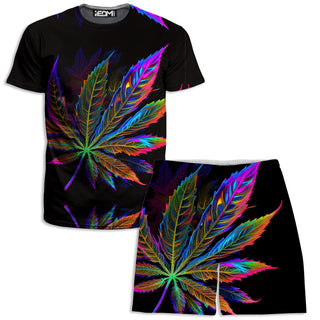 iEDM - Blacklight Weed T-Shirt and Shorts Combo