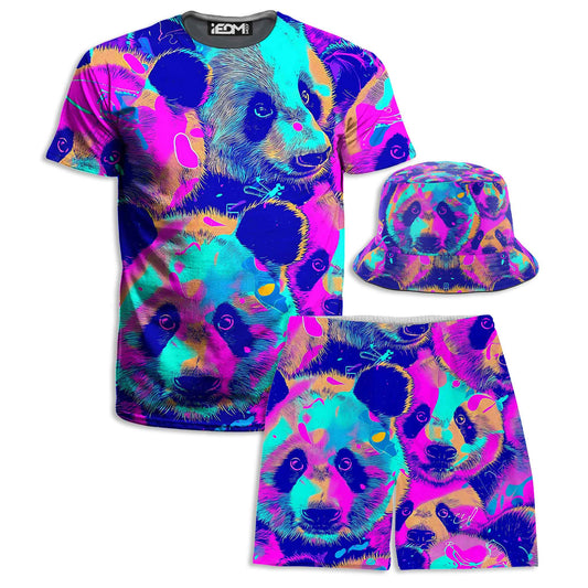 Panda Melt T-Shirt and Shorts with Bucket Hat Combo, iEDM, | iEDM