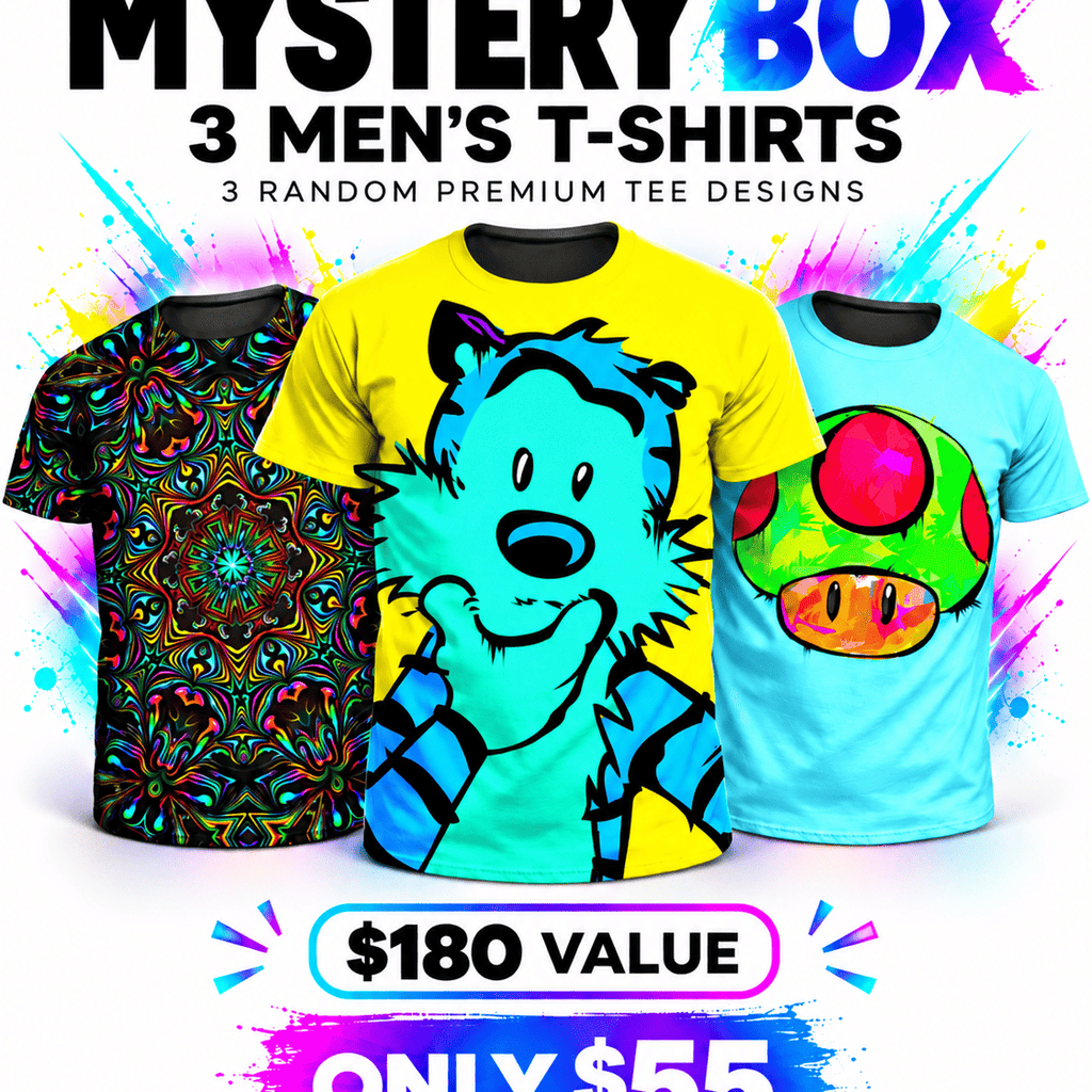 3 Men's T-Shirt iEDM Mystery Box ($180 Value!)
