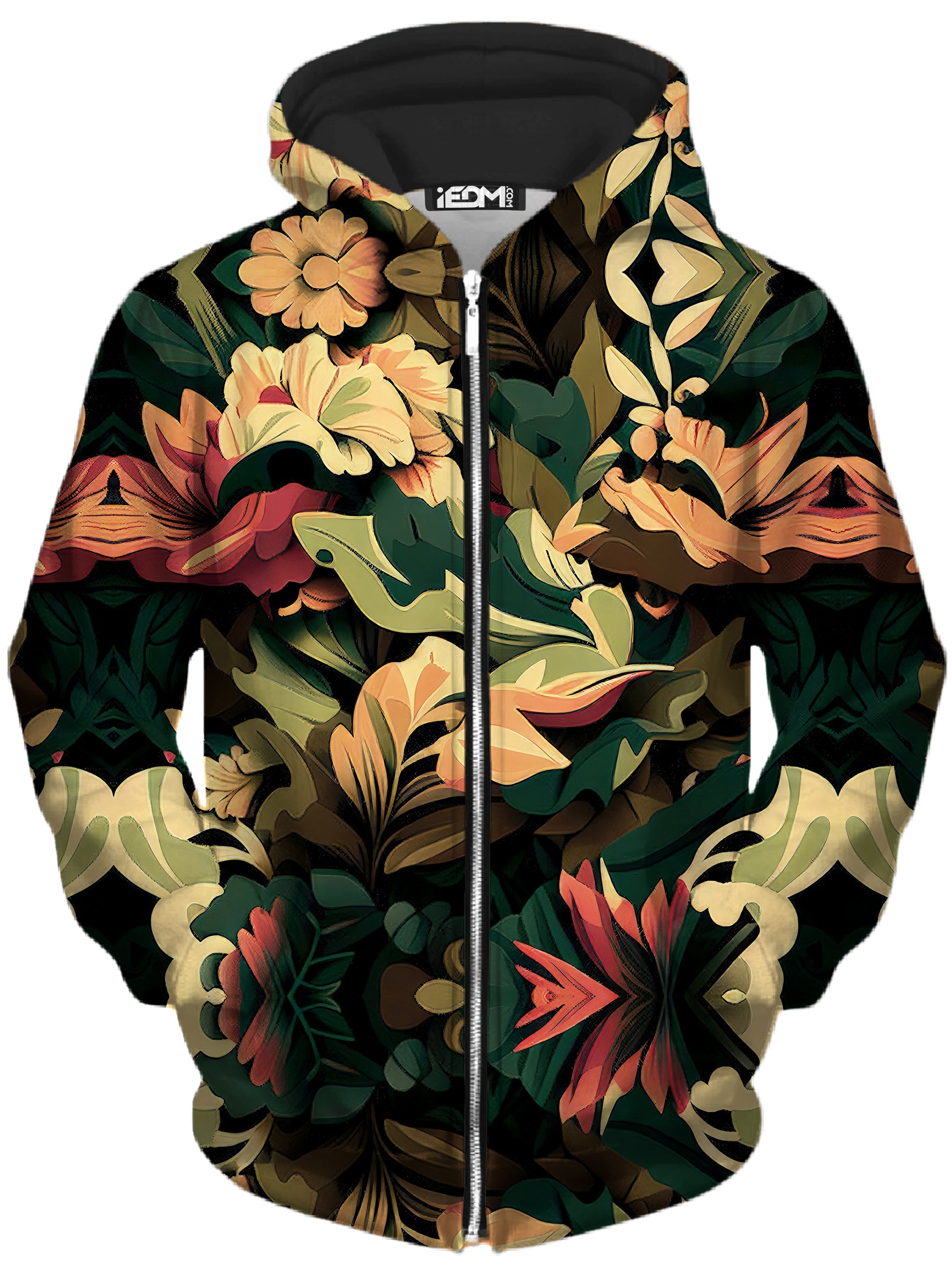 Floral Camo Unisex Zip-Up Hoodie - iEDM