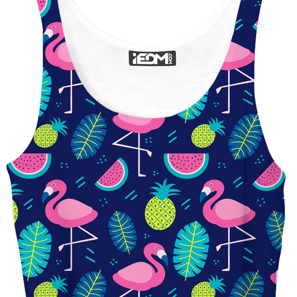 Neon Flamingos Crop Top and Leggings with PM 2.5 Face Mask Combo, iEDM, | iEDM