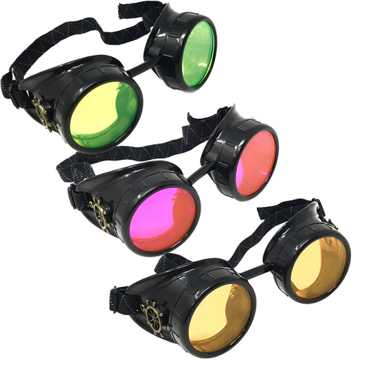 Steampunk Mad Scientist Goggles UV Glow Neon Rave Lenses - iEDM