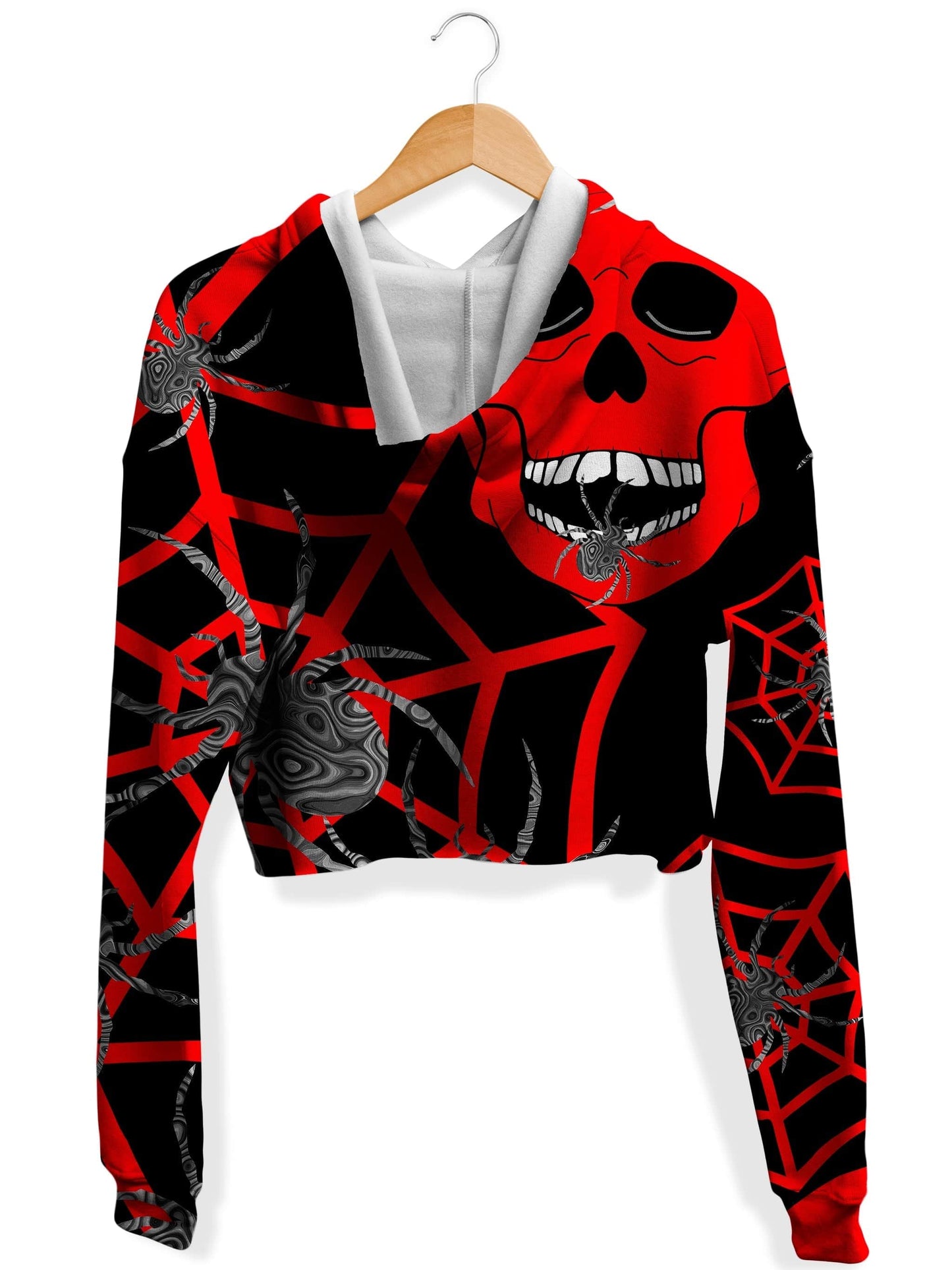Red Skull Halloween Fleece Crop Hoodie, Sartoris Art, | iEDM
