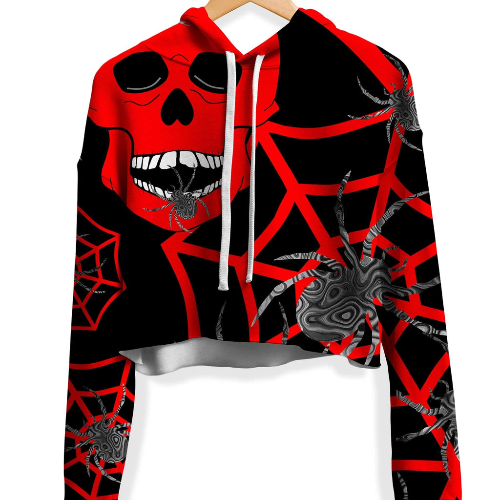 Red Skull Halloween Fleece Crop Hoodie, Sartoris Art, | iEDM
