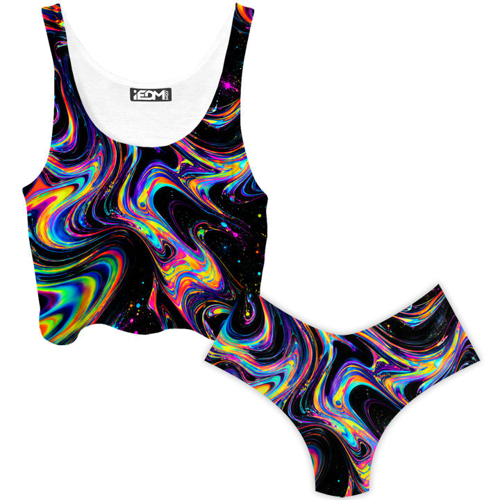 Space Swirl Crop Top and Booty Shorts Combo