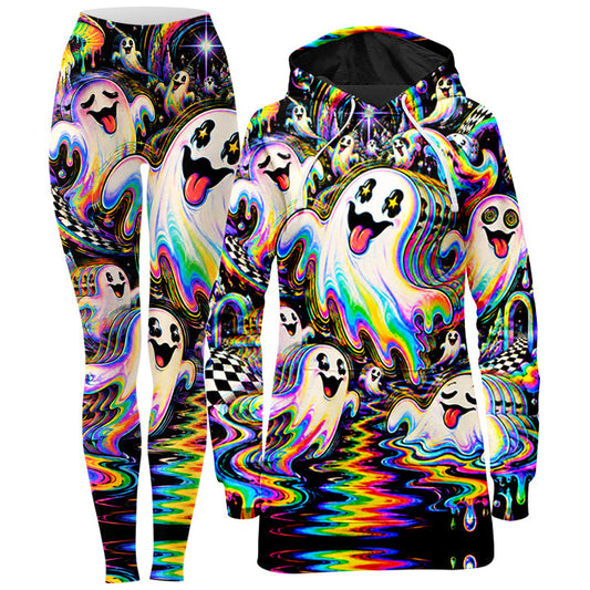 Spectral Drift Hoodie Dress and Leggings Combo