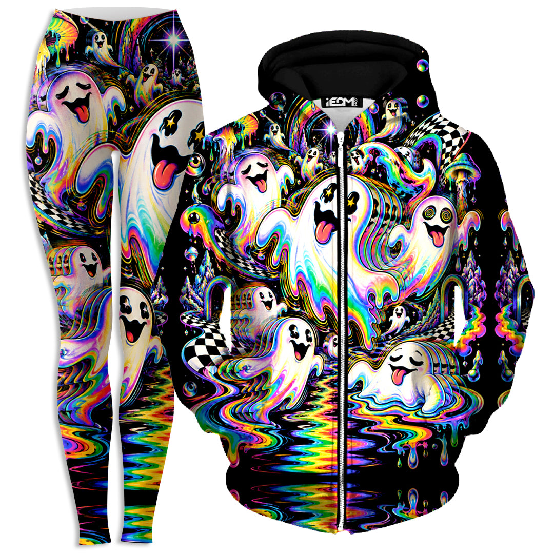 Spectral Drift Zip-Up Hoodie and Leggings Combo