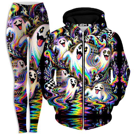 Spectral Drift Zip-Up Hoodie and Leggings Combo