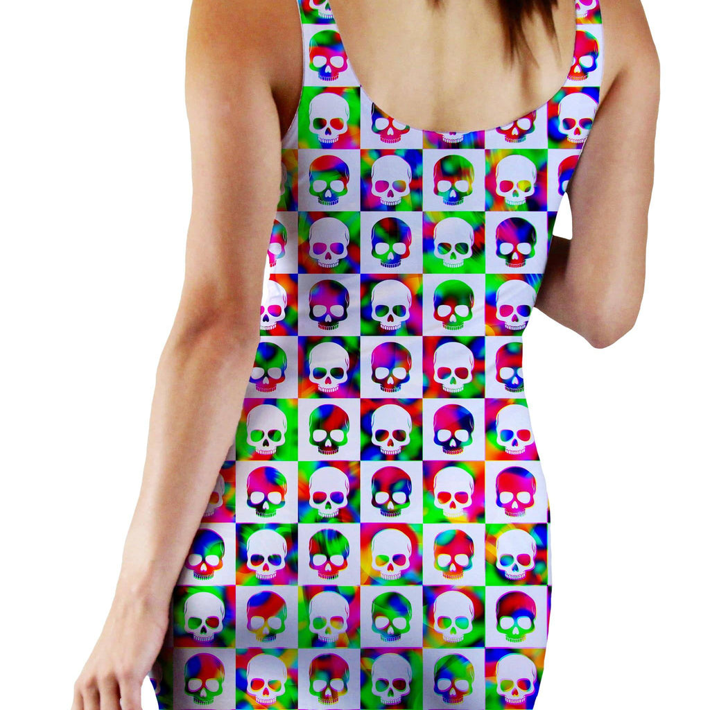 Skull Fam Green Bodycon Mini Dress, Art Design Works, | iEDM