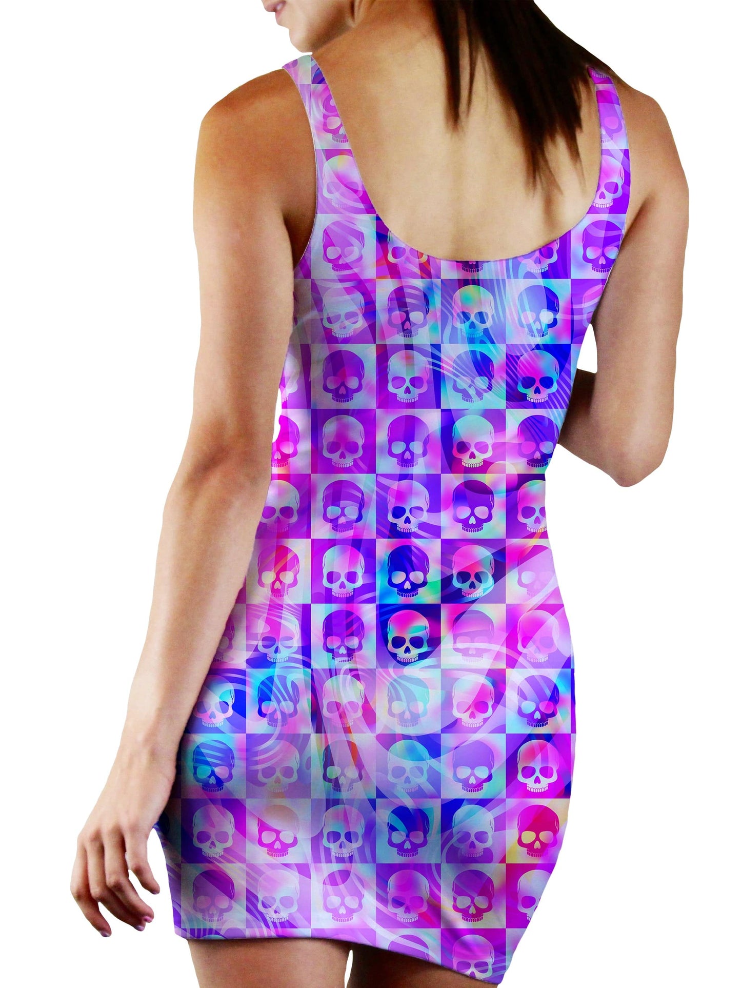Skull Fam Pink Bodycon Mini Dress, Art Design Works, | iEDM