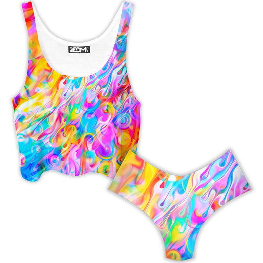 Blissful Drip Crop Top and Booty Shorts Combo, Art Design Works, | iEDM