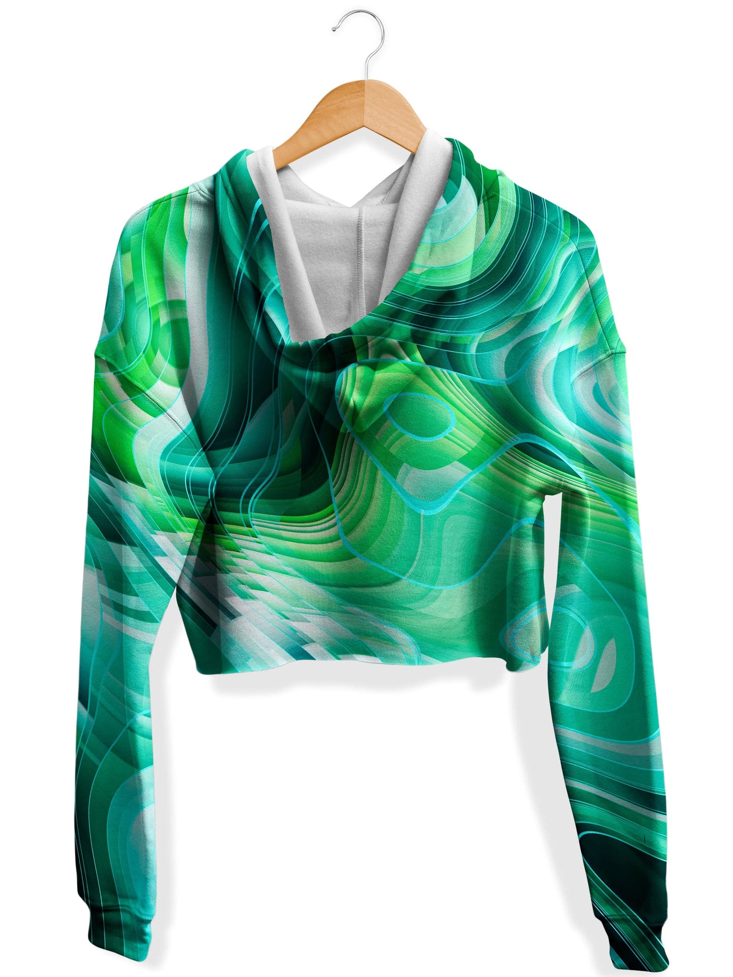 Green Schism Fleece Crop Hoodie, Art Design Works, | iEDM
