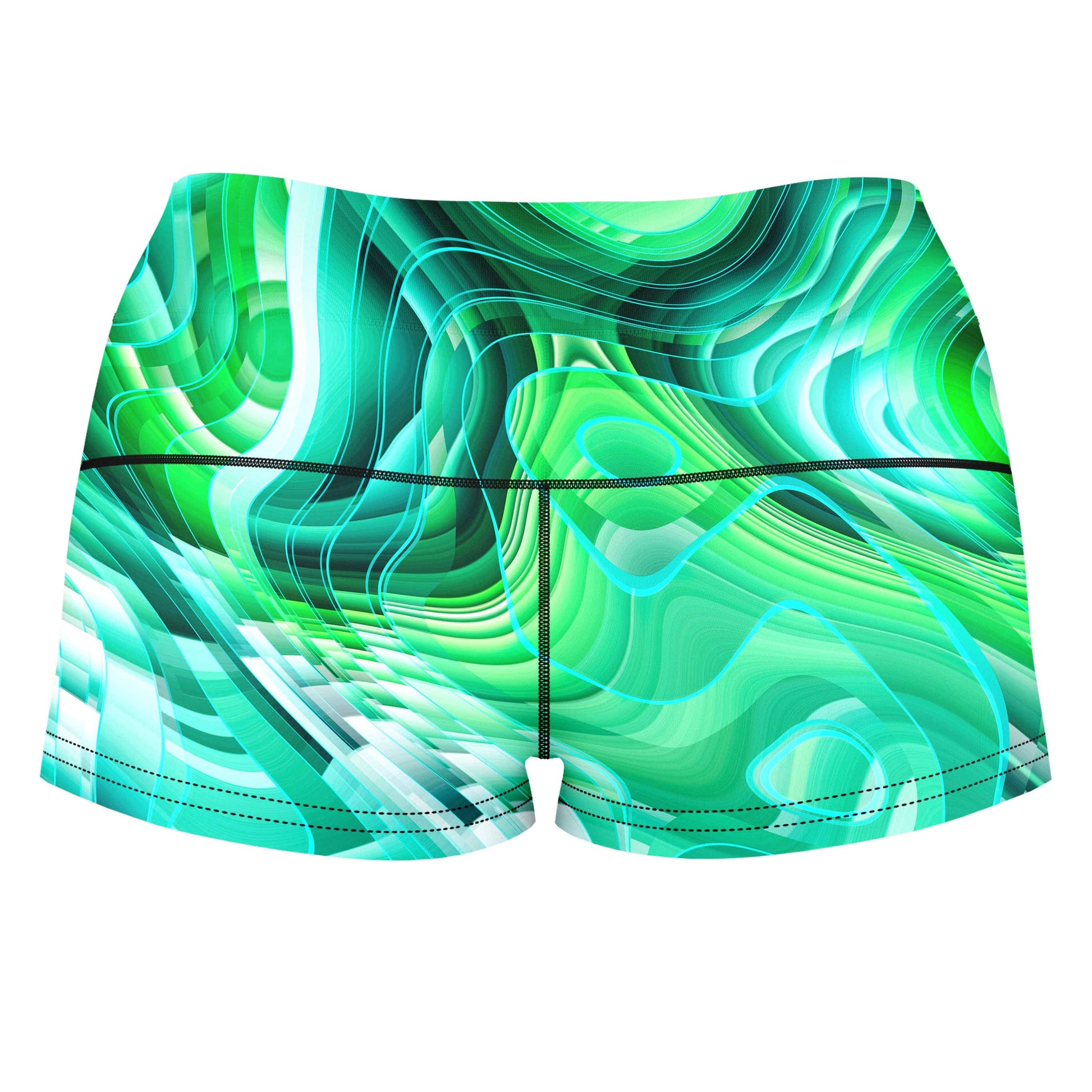 Green Schism High-Waisted Women's Shorts, Art Design Works, | iEDM