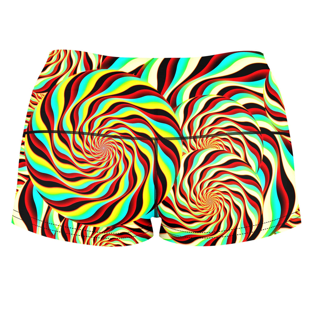 Pineal Swirl High-Waisted Women's Shorts, Art Design Works, | iEDM