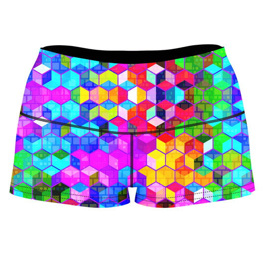 Cubism High-Waisted Women's Shorts, Art Design Works, | iEDM