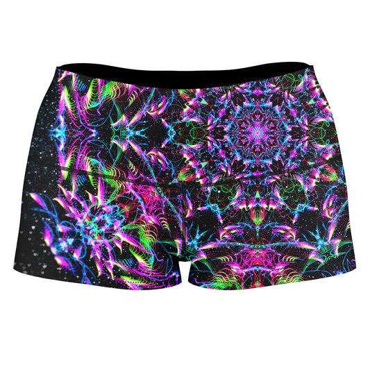Purp Geometric High-Waisted Women's Shorts, Art Design Works, | iEDM