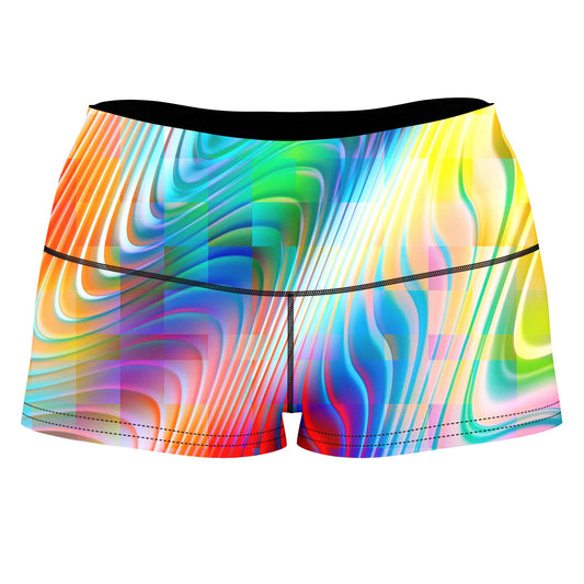 Rainbow Prism High-Waisted Women's Shorts, Art Design Works, | iEDM