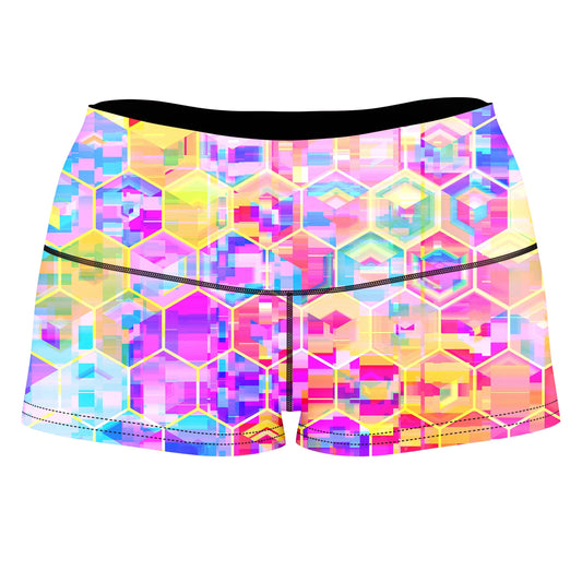 Spectral Cubes High-Waisted Women's Shorts, Art Design Works, | iEDM