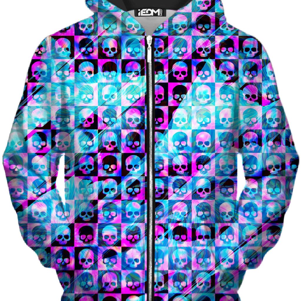Skull Fam Blue Unisex Zip-Up Hoodie, Art Design Works, | iEDM