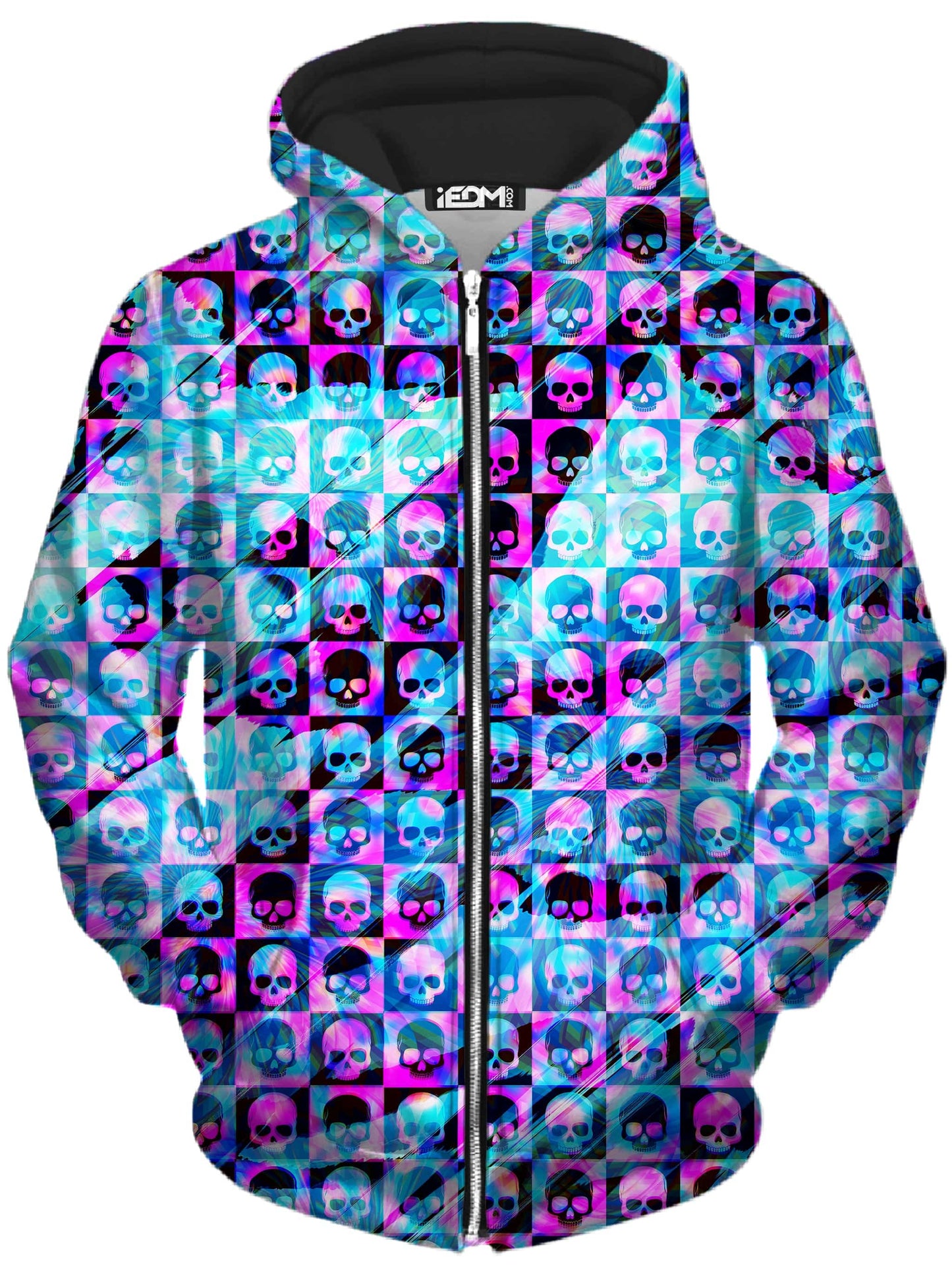 Skull Fam Blue Unisex Zip-Up Hoodie, Art Design Works, | iEDM