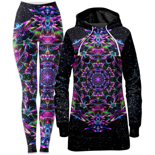 Purp Geometric Hoodie Dress and Leggings Combo, Art Design Works, | iEDM