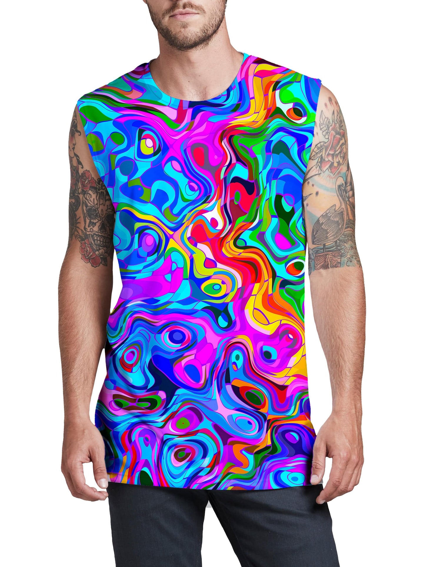 Rainbow Waves Men's Muscle Tank, Art Design Works, | iEDM