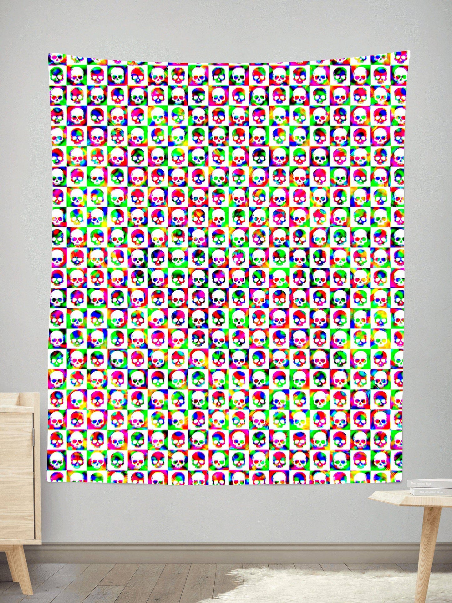 Skull Fam Green Tapestry, Art Design Works, | iEDM