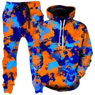 Big Tex Funkadelic - Blue And Orange Paint Splatter 2 Hoodie and Joggers Combo