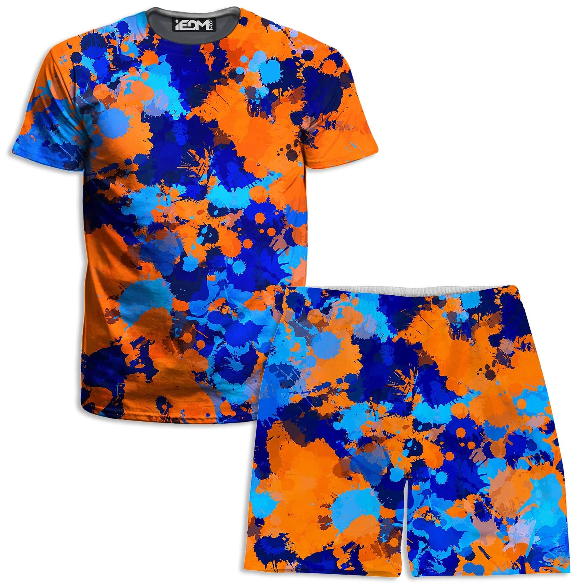 Blue And Orange Paint Splatter 2 T-Shirt and Shorts Combo, Big Tex Funkadelic, | iEDM