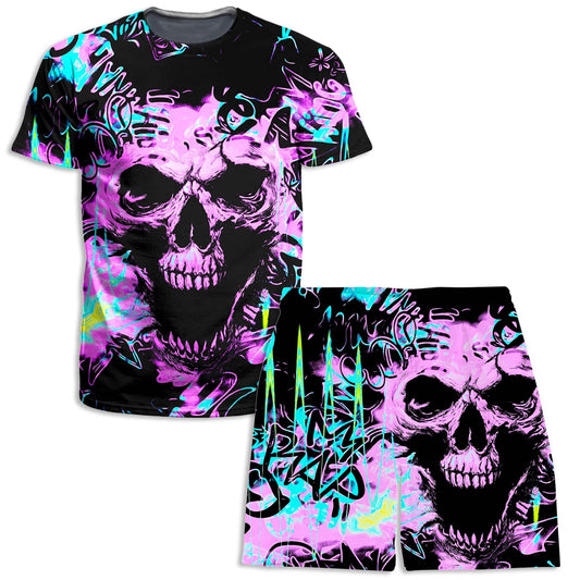 Skull Graffiti T-Shirt and Shorts Combo, Big Tex Funkadelic, | iEDM