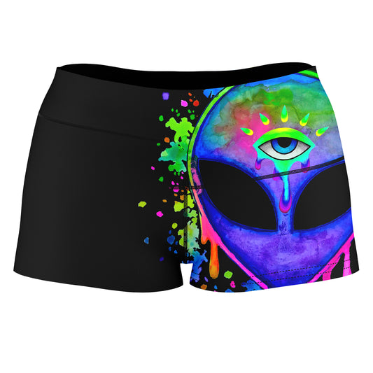 Splatter Alien High-Waisted Women's Shorts, BrizBazaar, | iEDM