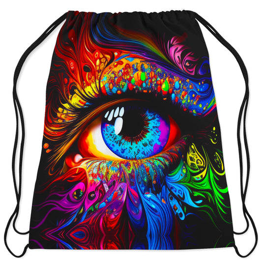 Colorful Eyes Psychedelic Drawstring Bag, iEDM, | iEDM