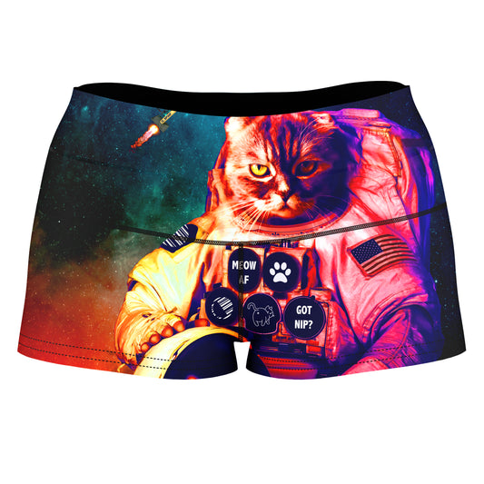 Catstronaut High-Waisted Women's Shorts, Noctum X Truth, | iEDM