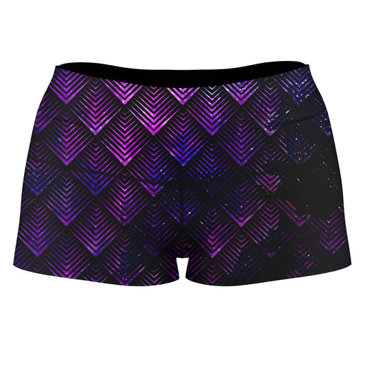 Galactic Dragon Scale Purple High-Waisted Women's Shorts, Noctum X Truth, | iEDM
