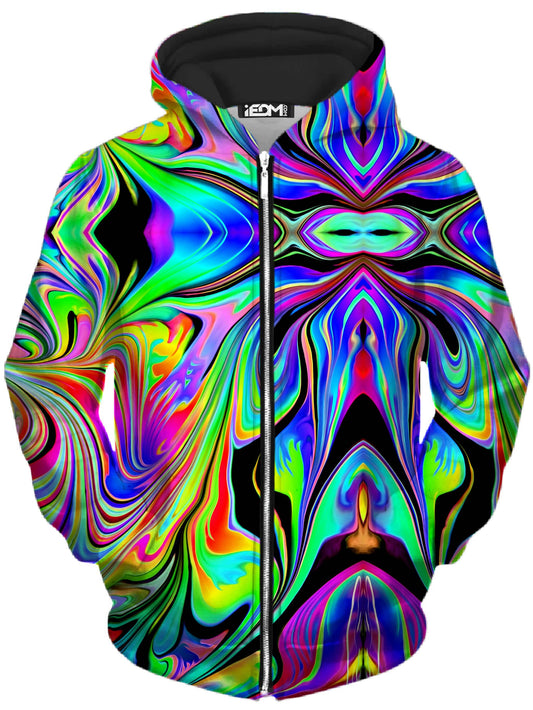 Macro Dose Unisex Zip-Up Hoodie, Psychedelic Pourhouse, | iEDM