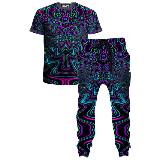 Fractal River T-Shirt and Joggers Combo, Psychedelic Pourhouse, | iEDM