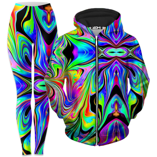 Macro Dose Zip-Up Hoodie and Leggings Combo, Psychedelic Pourhouse, | iEDM