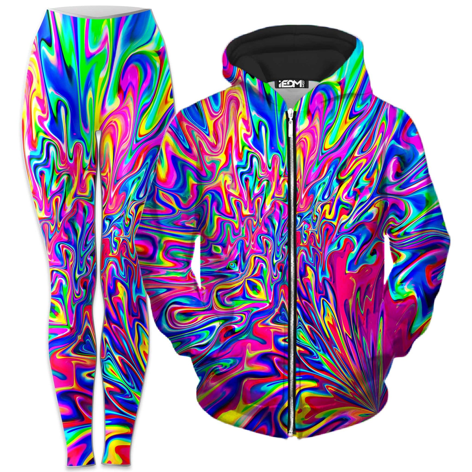 Sonic Blooming Zip-Up Hoodie and Leggings Combo, Psychedelic Pourhouse, | iEDM